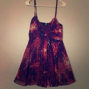 BEBE necklace shirrd chiffon dress, size 6